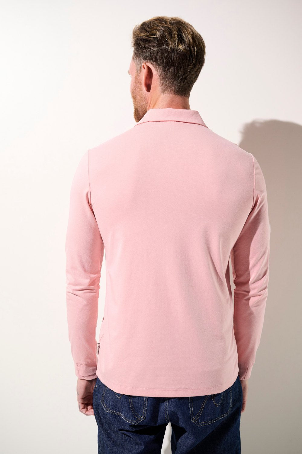 Polo anti-UV - Saint-Malo pour homme, couleur rose, manches longues, léger et respirant, protection UPF 50+.