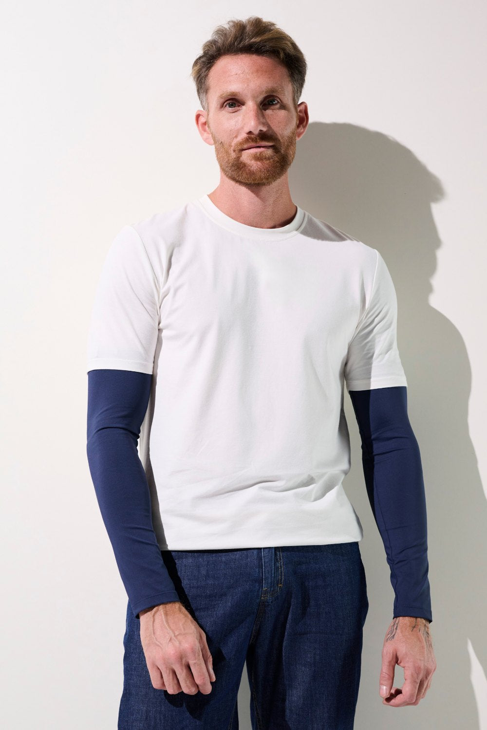 Manches anti-UV - Gobi bleu pour homme, légères et respirantes, offrant une protection solaire UPF 50+.