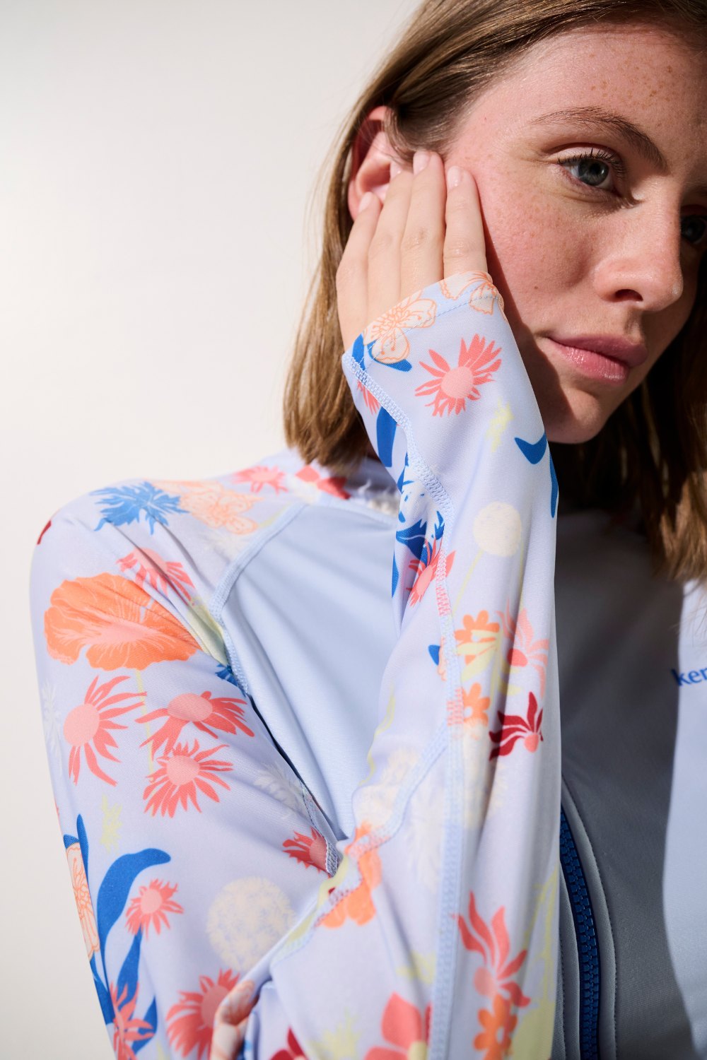Maillot de bain anti-UV manches longues - Pacific pour femme, motif floral, léger et respirant, protection solaire UPF 50+.