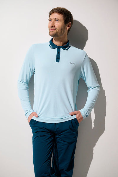 Polo anti-UV - Augusta bleu clair, coupe légère et respirante, idéal pour homme, UPF 50+ pour protection solaire.
