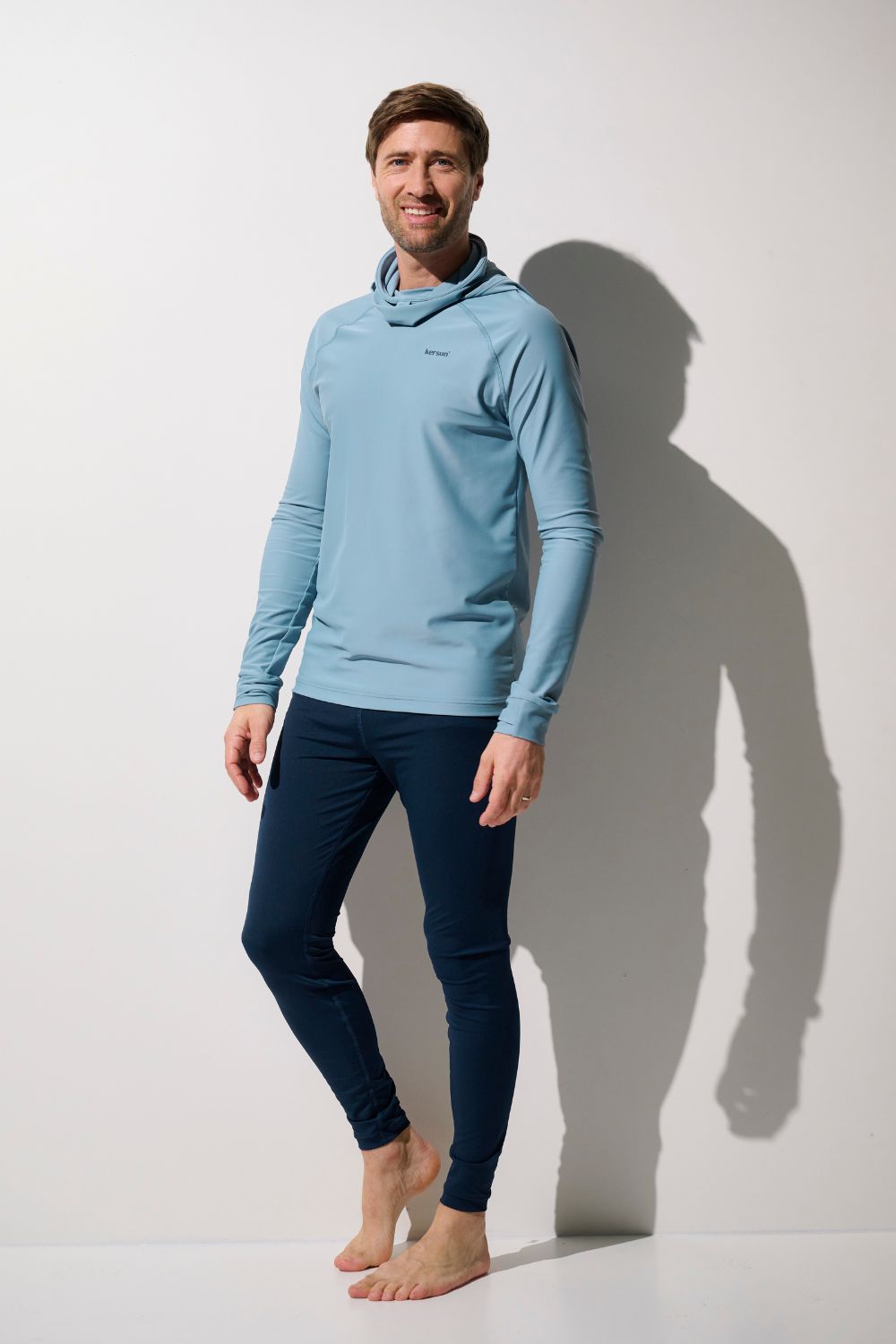 T-shirt de bain anti-UV Galápagos pour homme, bleu, UPF 50+, parfait pour les activités aquatiques.