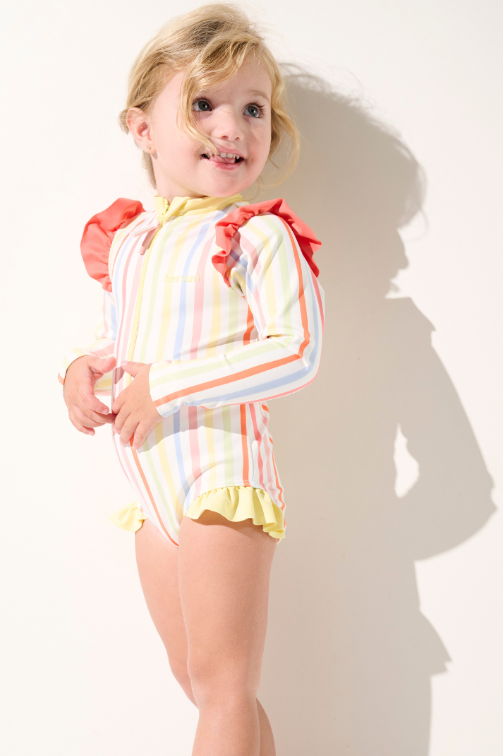 Bañador de una pieza manga larga para niña con protección solar (2-4 ...