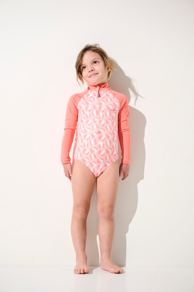 Maillot de bain anti-UV manches longues - Flores pour fille, élégant et respirant, UPF 50+ pour protection solaire.