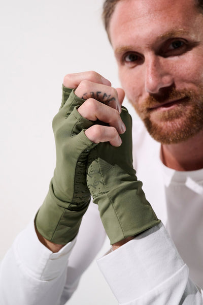 Mitaines anti-UV - Gobi vert olive pour homme, confort et protection solaire UPF 50+ lors d'activités extérieures.