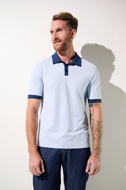 Polo anti-UV - Saint-Malo pour homme, bleu clair, élégant, UPF 50+, idéal pour la protection solaire quotidienne.