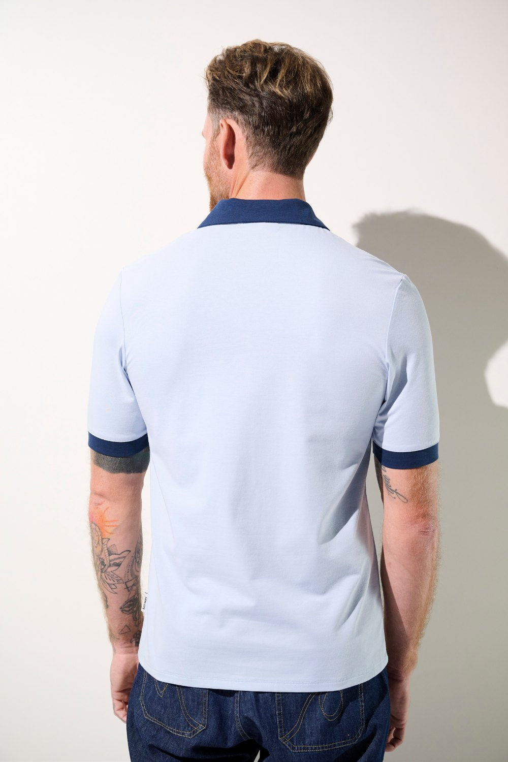 Polo anti-UV - Saint-Malo bleu clair pour homme, élégant, avec protection solaire UPF 50+.