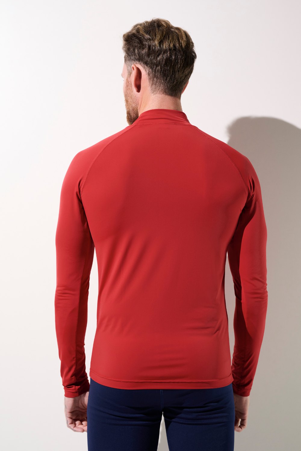T-shirt de bain anti-UV - Malibu pour homme, à manches longues, rouge, offrant protection UPF 50+.