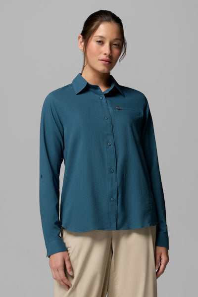 Chemise anti-UV - Silver Ridge Utility II femme, à manches longues, bleue, respirante et confortable.