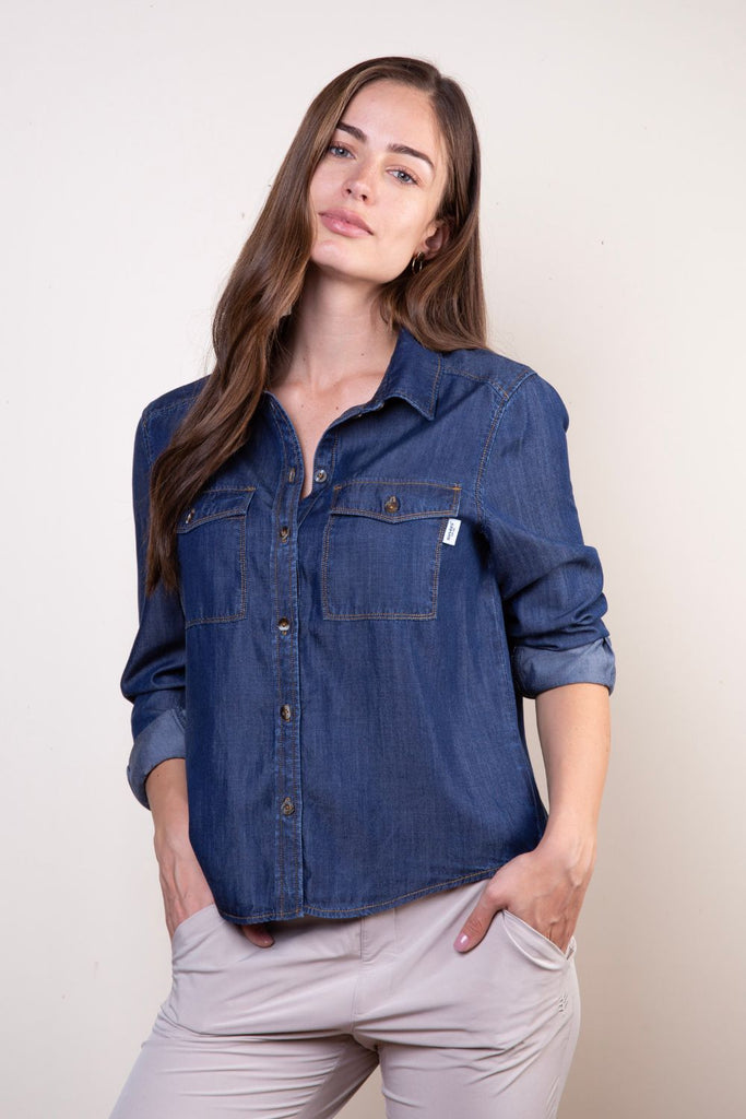 Chemise anti-UV femme Jean Foncé Nuvées - KER SUN