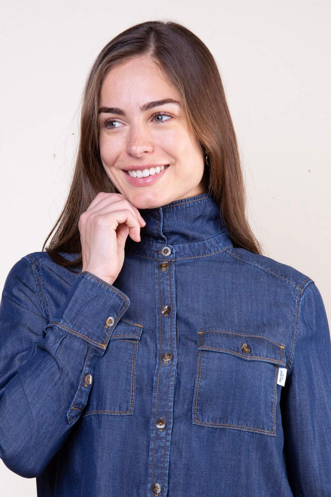 Chemise anti-UV femme Jean Foncé Nuvées - KER SUN