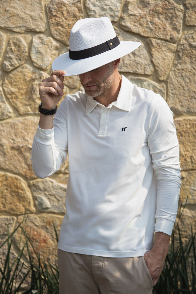 Polo anti-UV manches longues homme Blanc Nuvées - KER SUN