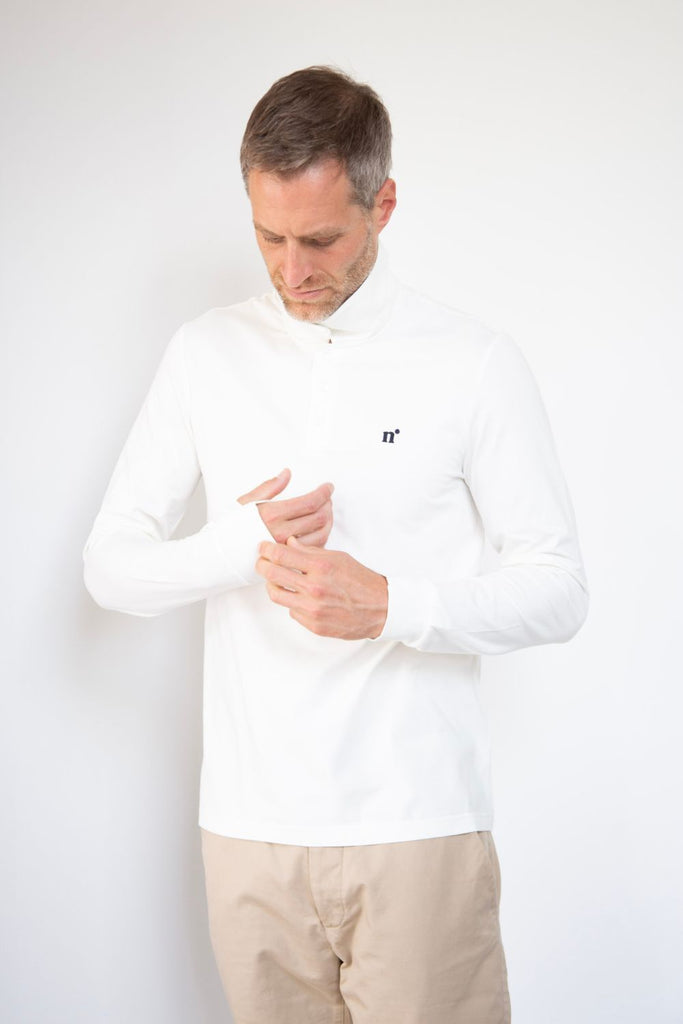 Polo anti-UV manches longues homme Blanc Nuvées - KER SUN