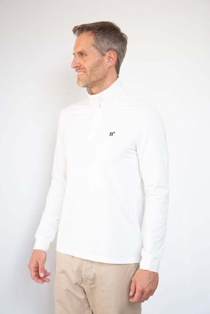 Polo anti-UV manches longues homme Blanc Nuvées - KER SUN