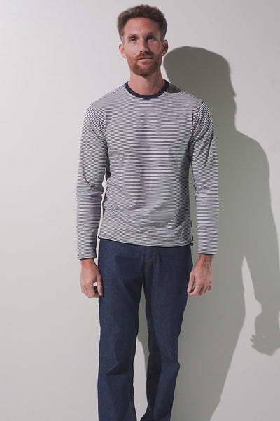 T-shirt anti-UV - La Rochelle à rayures, manches longues pour homme, protection solaire UPF 50+, confortable et léger.