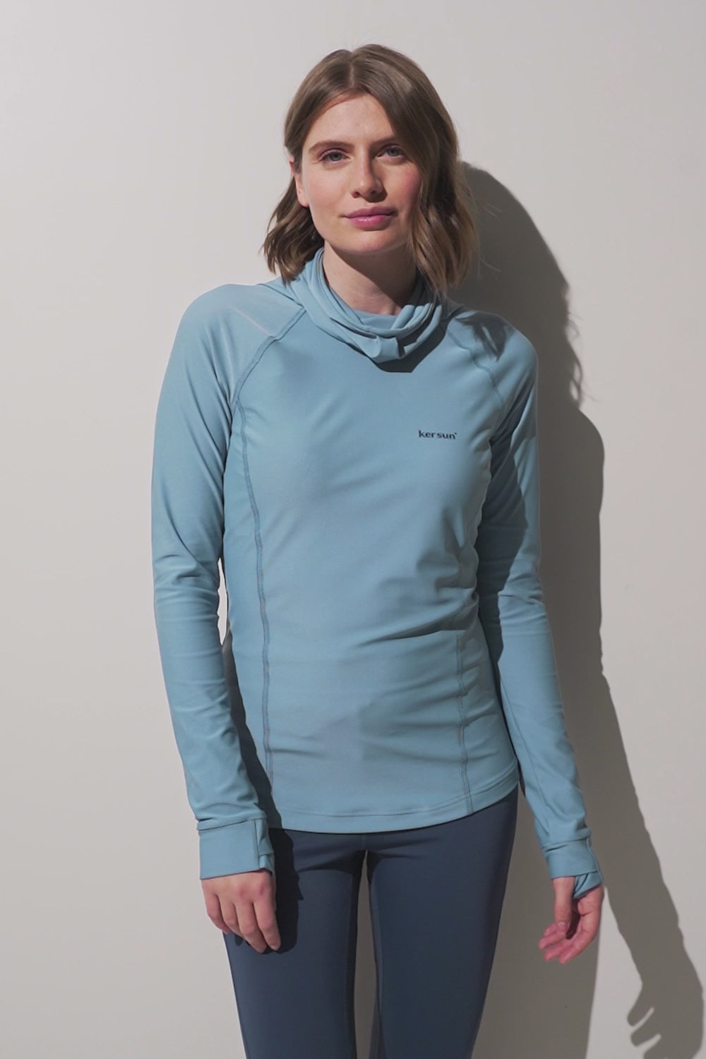 T-shirt de bain anti-UV Galápagos, bleu clair, UPF 50+, manches longues, idéal pour la protection solaire en plein air.