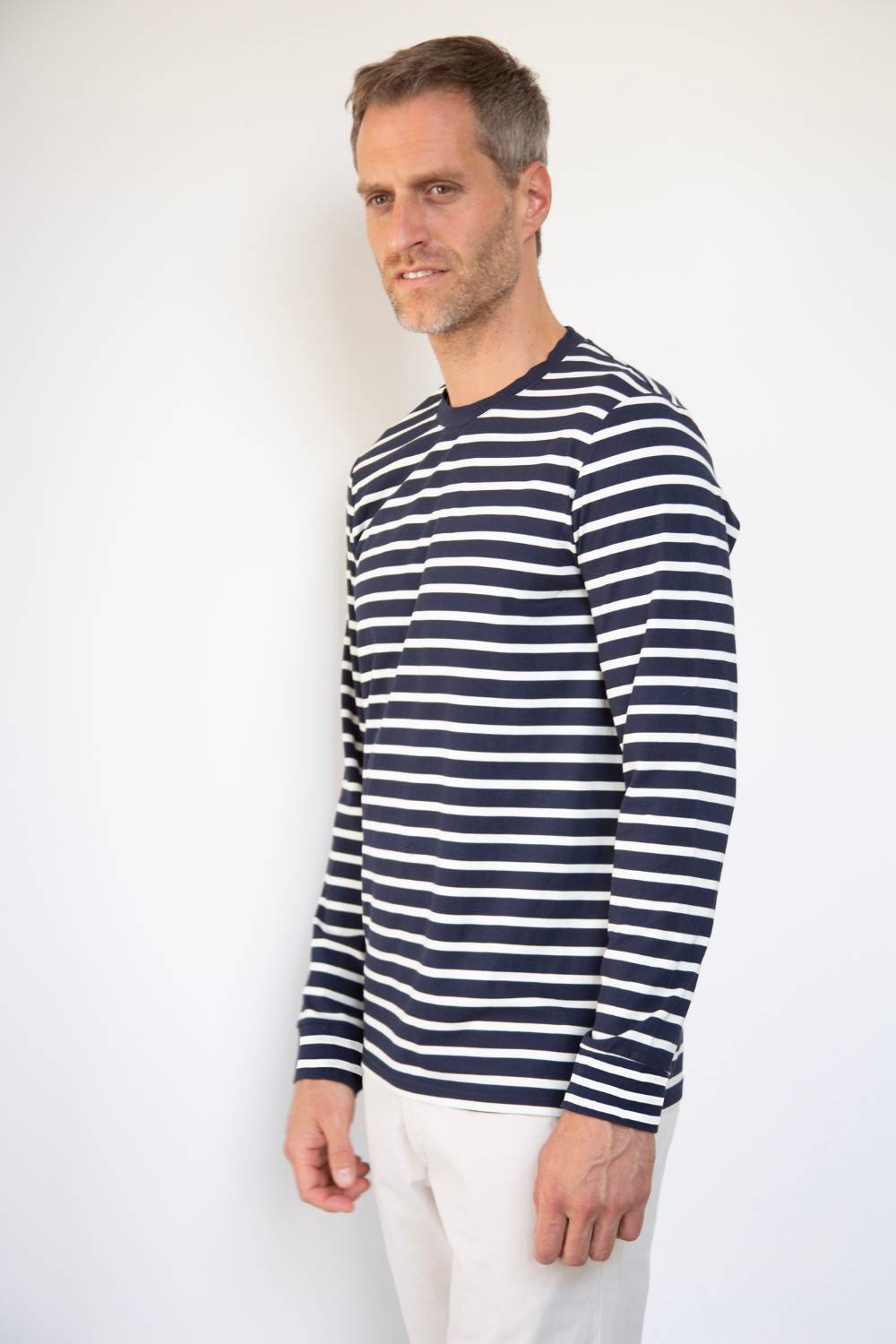 T-shirt anti-uv homme à manches longues Nuvées - Marinière Bleue - KER SUN