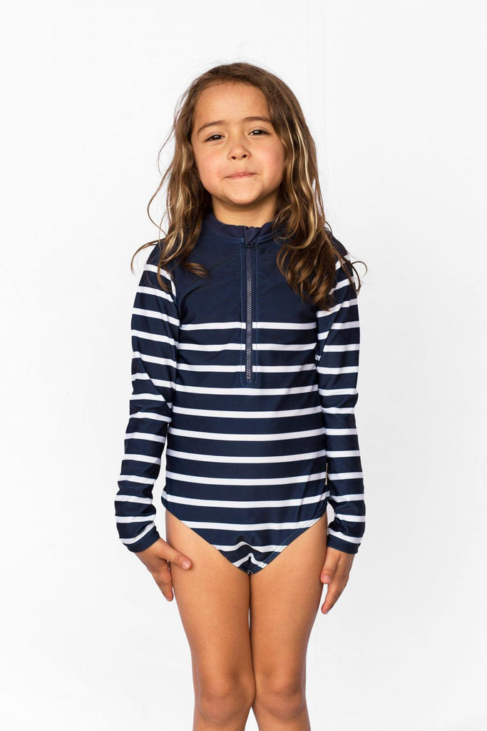 Maillot de bain anti-UV fille - Marinière Inversée - Nuvées - KER-SUN