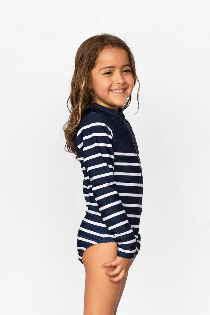Maillot de bain anti-UV fille - Marinière Inversée - Nuvées - KER-SUN